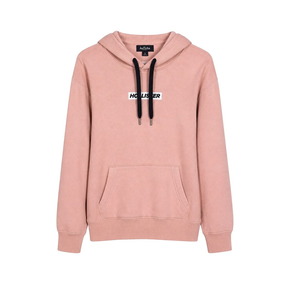 Hollister Womens Hoodie Pink Pullover Y2K Fleece Lined Drawstring SIZE XS WOMAN